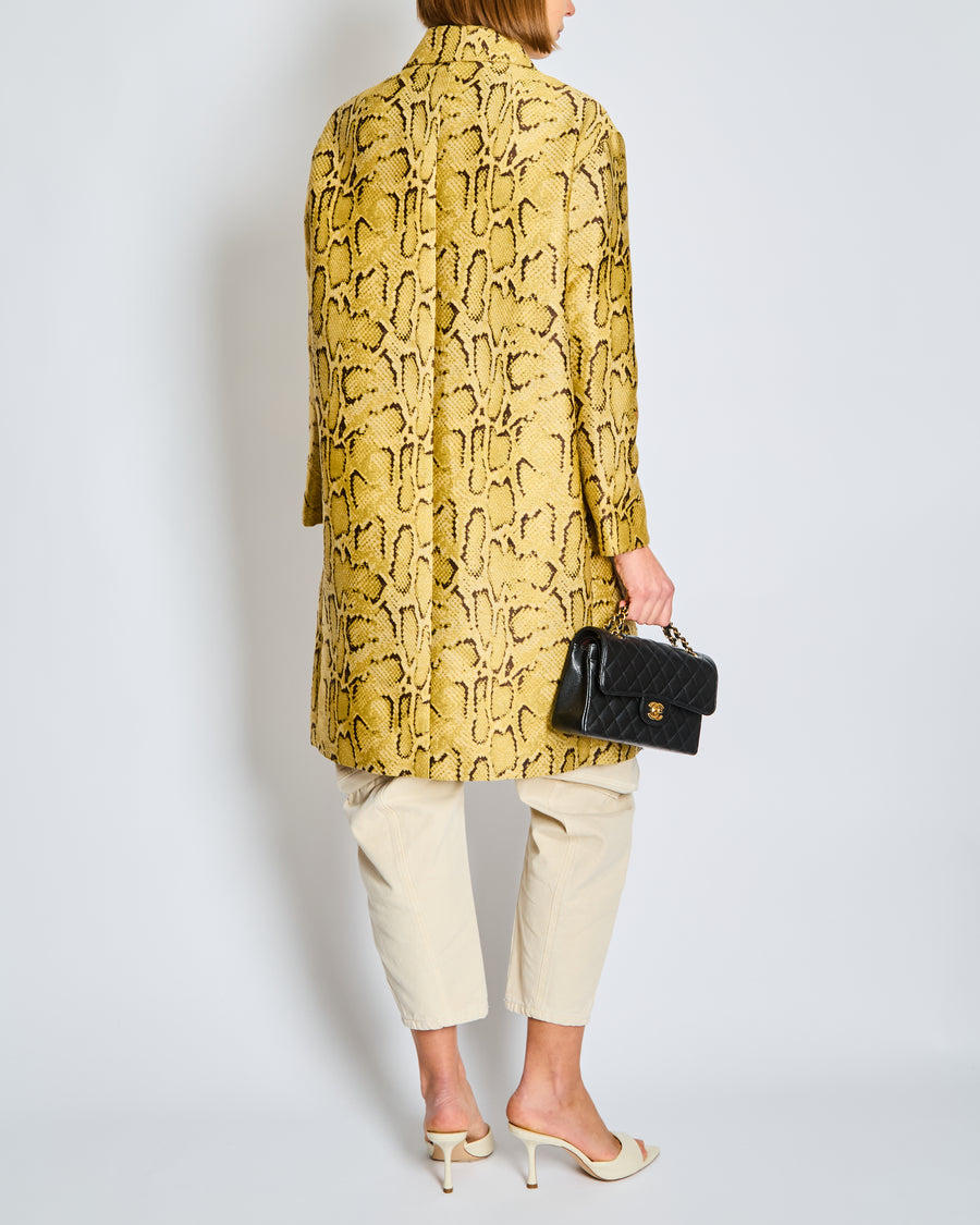 Stella McCartney Yellow and Black Panelled Python Print Coat Size IT 38 (UK 6)