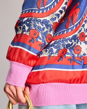 Gucci Pink, White, Blue, and Red Carillon Print Reversible Cardigan Size L (UK 12)