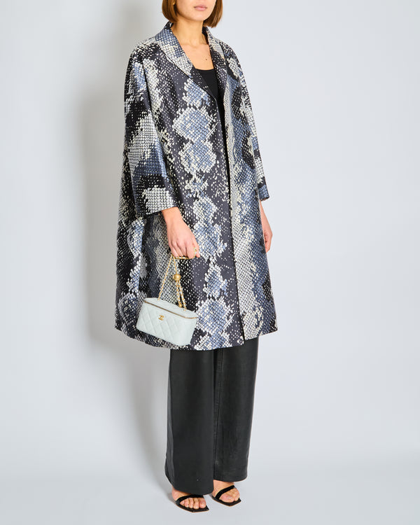 Prada Grey, Black, and Blue Snake Print Coat Size IT 38 (UK 6)