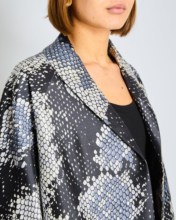 Prada Grey, Black, and Blue Snake Print Coat Size IT 38 (UK 6)