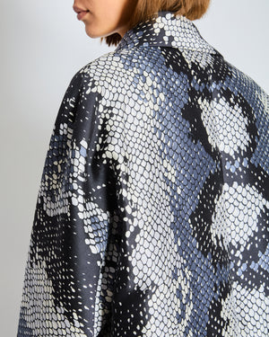 Prada Grey, Black, and Blue Snake Print Coat Size IT 38 (UK 6)