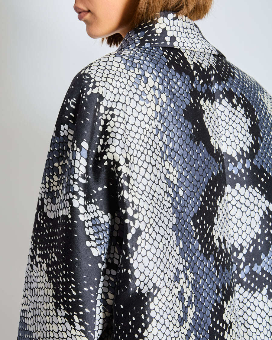 Prada Grey, Black, and Blue Snake Print Coat Size IT 38 (UK 6)