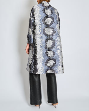 Prada Grey, Black, and Blue Snake Print Coat Size IT 38 (UK 6)