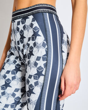 Christian Dior Blue Star Print Capri Leggings Size M (UK 10)