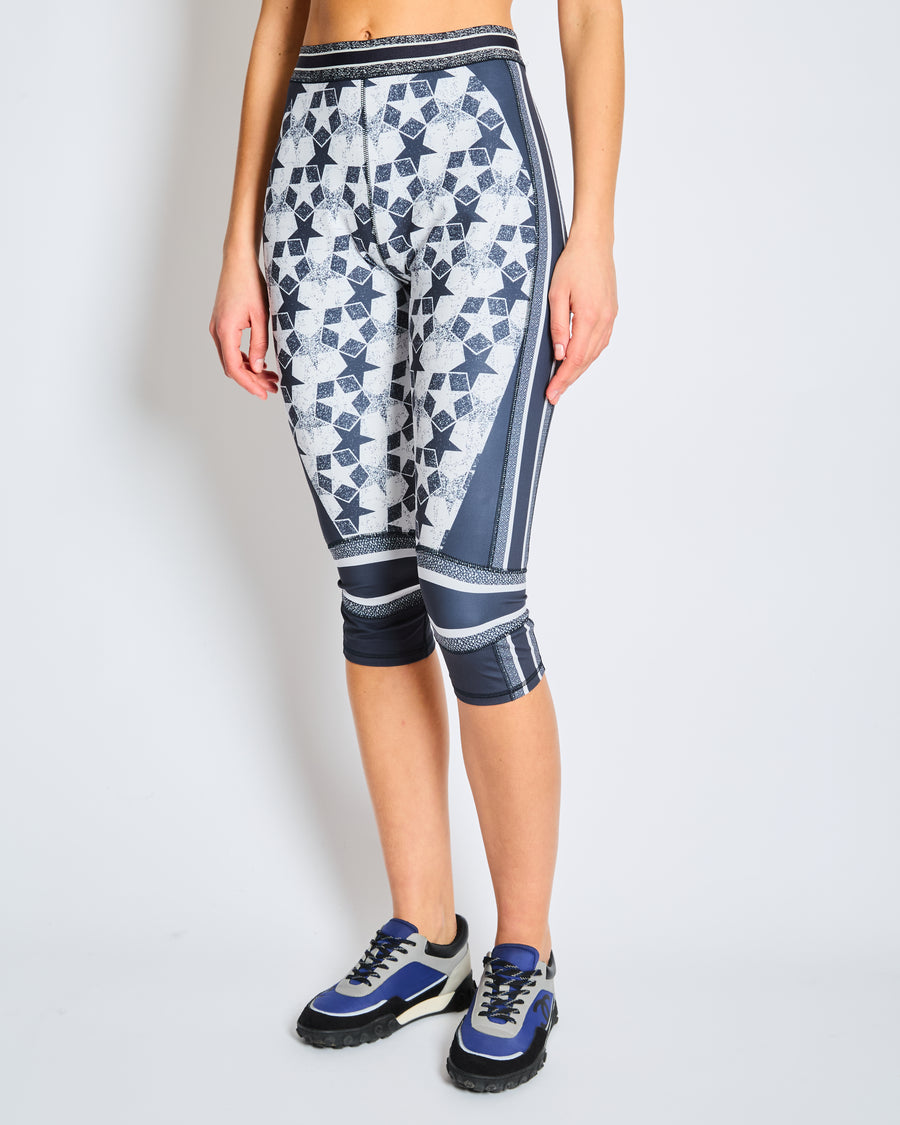 Christian Dior Blue Star Print Capri Leggings Size M (UK 10)