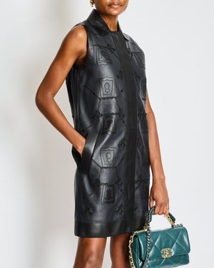 Hermès Black Leather Gilet Vest with Embroidery Details Size FR 34 (UK 6)