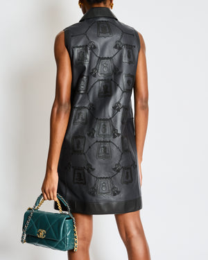Hermès Black Leather Gilet Vest with Embroidery Details Size FR 34 (UK 6)