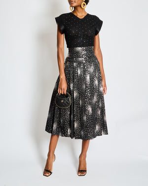 Chanel Black and Silver Sequin Pleated Midi Skirt Size FR 34 (UK 6)