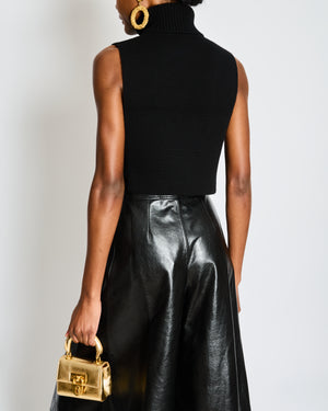 Chanel Black and Grey Sleeveless Cashmere High Neck Vest with Gold and Silver Embellished 22 and CC Button Details Size M (UK 10)