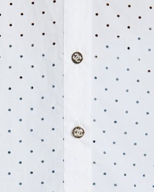 Chanel White Laser Cut Button Down Shirt with Lace Trim and Bow Detail Size FR 36 (UK 8)