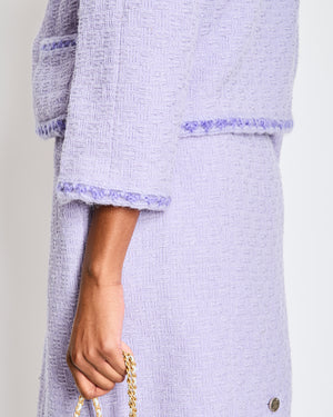 Chanel 98/A Lavender Two Piece Tweed Set with CC Button Detail Size FR 44 (UK 16)