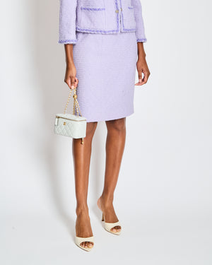 Chanel 98/A Lavender Two Piece Tweed Set with CC Button Detail Size FR 44 (UK 16)