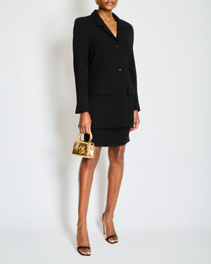 Chanel 97/A Black Tweed Tailored Long Line Jacket and Skirt Size Size FR 44/46 (UK 16/18)