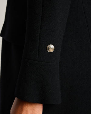 Chanel 97/A Black Tweed Tailored Long Line Jacket and Skirt Size Size FR 44/46 (UK 16/18)