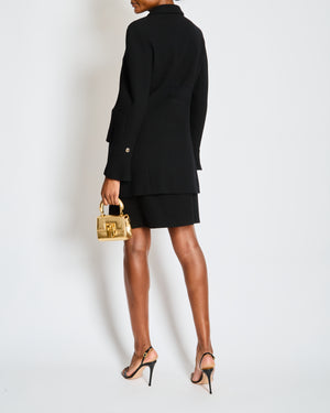 Chanel 97/A Black Tweed Tailored Long Line Jacket and Skirt Size Size FR 44/46 (UK 16/18)