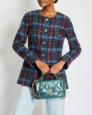 Chanel Navy Paris/Hamburg 2018 Métiers d'art Lesage Tweed Collarless Jacket Size FR 42 (UK 14)