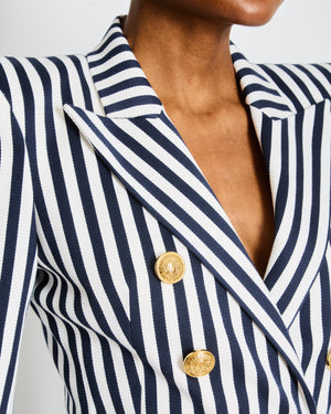 Balmain Navy Striped Double Breasted Blazer Size FR 36 (UK 8)