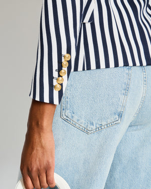 Balmain Navy Striped Double Breasted Blazer Size FR 36 (UK 8)