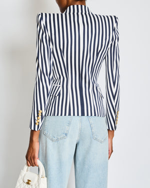 Balmain Navy Striped Double Breasted Blazer Size FR 36 (UK 8)