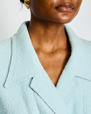 Chanel 96/C Baby Blue Double Breasted Blazer with Gold CC Buttons Size FR 46 (UK 18)