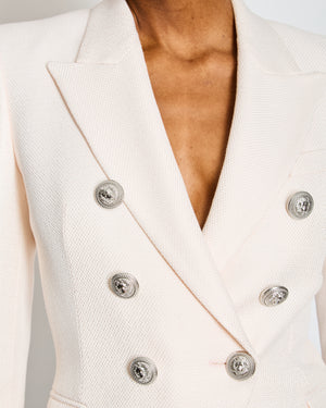 Balmain Light Pink Tweed Double Breasted Blazer Size FR 36 (UK 8)