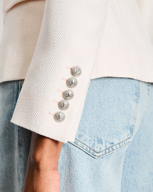 Balmain Light Pink Tweed Double Breasted Blazer Size FR 36 (UK 8)