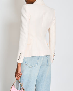 Balmain Light Pink Tweed Double Breasted Blazer Size FR 36 (UK 8)