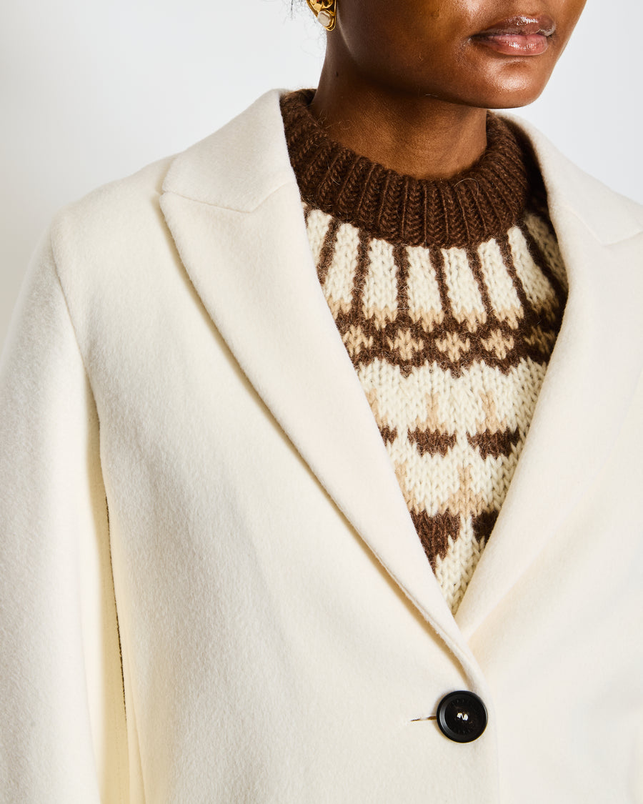 Burberry Cream Single Breasted Wool Coat with Flared Sleeves Size IT 40 (UK 8)