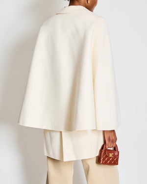 Burberry Cream Single Breasted Wool Coat with Flared Sleeves Size IT 40 (UK 8)