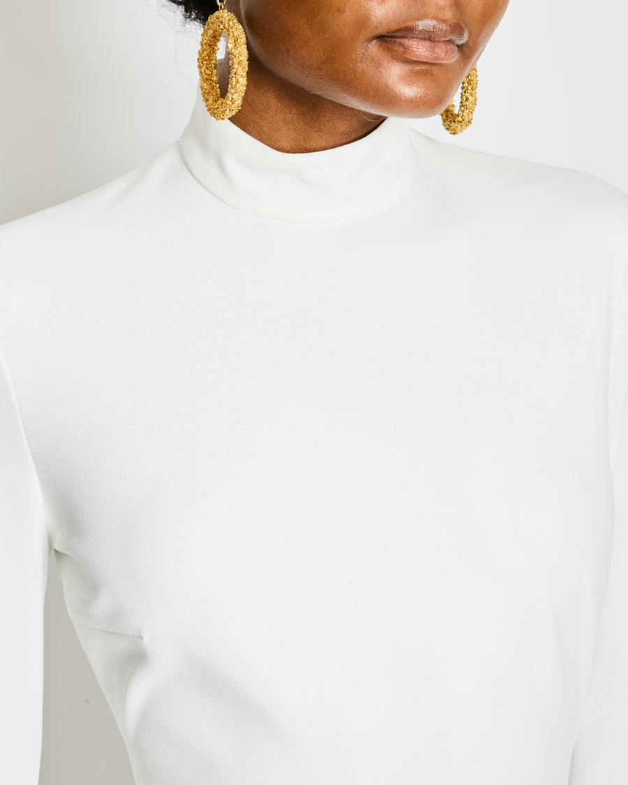 Solace London White Long Sleeve Mini Dress with Rose Cuff Detail Size FR 40 (UK 12)