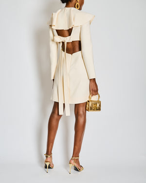 Valentino Ivory Long Sleeve Midi Dress with Bow and Cut-Out Detail Size IT 42 (UK 10)
