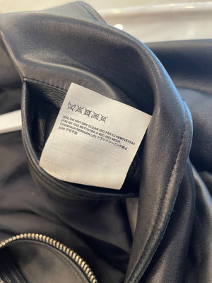 Acne Studios Black Lambskin Leather Biker Jacket with Pocket Details Size FR 36 (UK 8) RRP £1,600