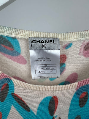 Chanel 05/P Pink Round Neck Long Sleeve Love Heart Jumper with Logo Detail FR 42 (UK 14)