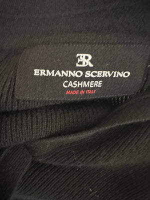 Ermanno Scervino Black Cashmere Ribbed Long Sleeve Jumper with Collar Size IT 36 (UK 4)