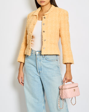 Chanel 96/C Peach Tweed Jacket with Silver Buttons Size FR 38 (UK 10)