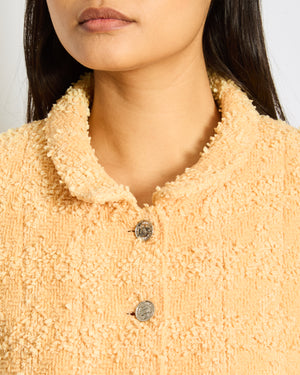 Chanel 96/C Peach Tweed Jacket with Silver Buttons Size FR 38 (UK 10)