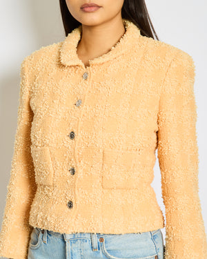Chanel 96/C Peach Tweed Jacket with Silver Buttons Size FR 38 (UK 10)