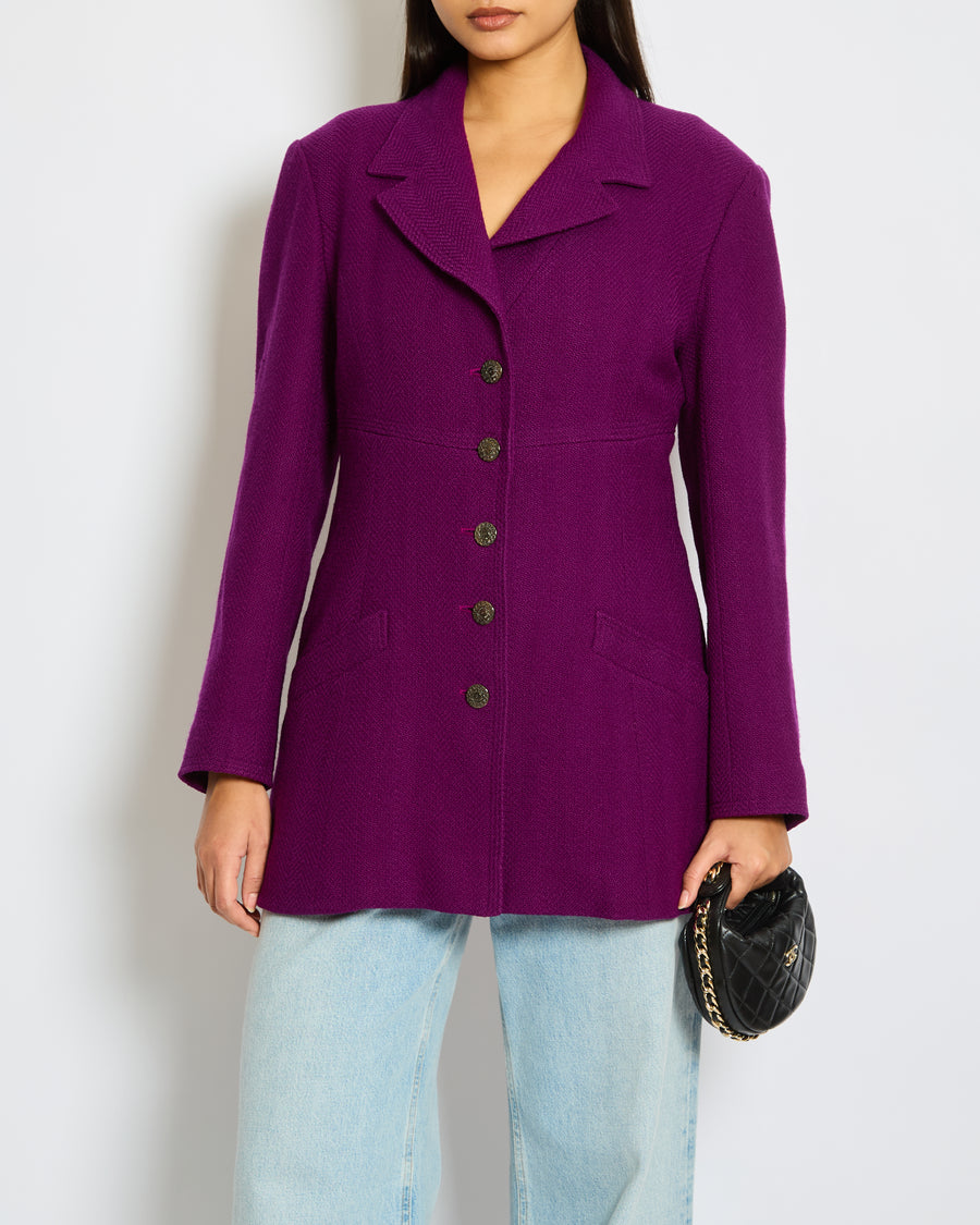Chanel Vintage 97/A Fall Merlot Jacket Blazer Size FR 42 (UK 14)