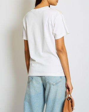 Louis Vuitton Cream Charms T-Shirt with Printed Bags Motif and Chain Detail Size S (UK 8)