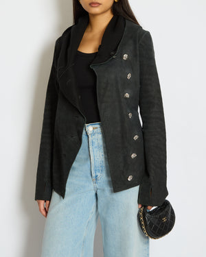 Chrome Hearts Women’s Lambskin Leather Hooded Jacket with Buttons Size M (UK 8)