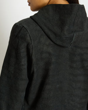 Chrome Hearts Women’s Lambskin Leather Hooded Jacket with Buttons Size M (UK 8)