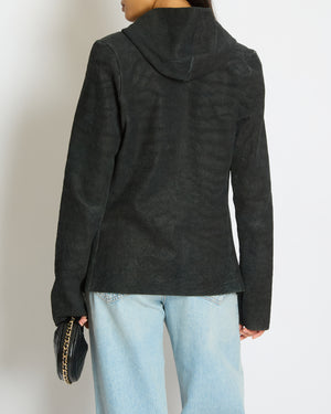 Chrome Hearts Women’s Lambskin Leather Hooded Jacket with Buttons Size M (UK 8)