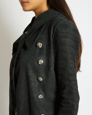 Chrome Hearts Women’s Lambskin Leather Hooded Jacket with Buttons Size M (UK 8)