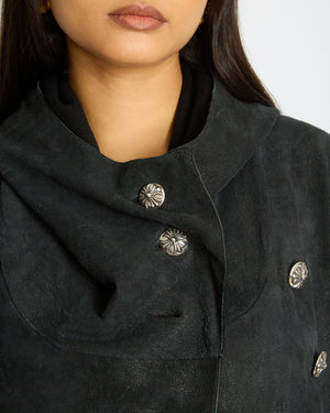 Chrome Hearts Women’s Lambskin Leather Hooded Jacket with Buttons Size M (UK 8)