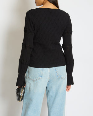 Chanel Black 2024 S/S Jacquard Cardigan with CC Studs Buttons Detail Size FR 36 (UK 8)