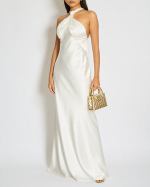 Galvan Bridal Santorini Gown with Twisted Halterneck Knotted at the Front and at the Back with Open Back Size UK 8 RRP £651