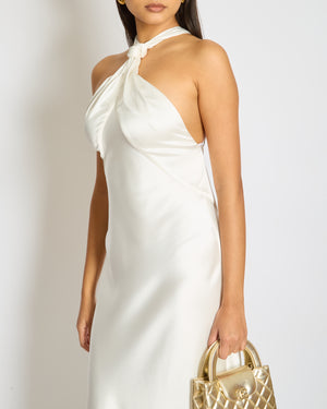Galvan Bridal Santorini Gown with Twisted Halterneck Knotted at the Front and at the Back with Open Back Size UK 8 RRP £651