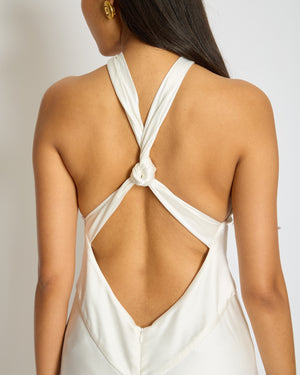Galvan Bridal Santorini Gown with Twisted Halterneck Knotted at the Front and at the Back with Open Back Size UK 8 RRP £651