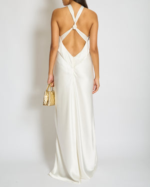 Galvan Bridal Santorini Gown with Twisted Halterneck Knotted at the Front and at the Back with Open Back Size UK 8 RRP £651