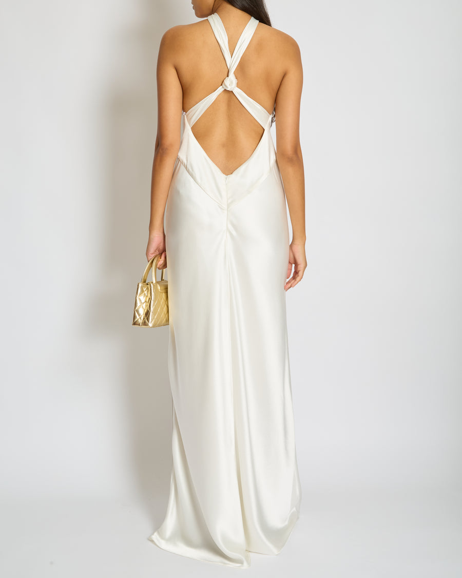 Galvan Bridal Santorini Gown with Twisted Halterneck Knotted at the Front and at the Back with Open Back Size UK 8 RRP £651